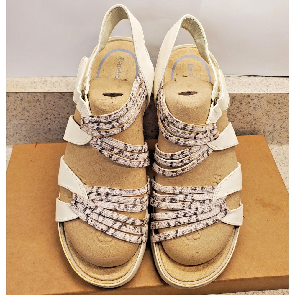 Womens Baretraps Nylah Strappy Animal Print Sandals Cream Size 8 M Wedge Shoes